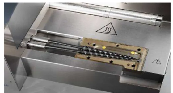 Figure 1 Configuration of the Minilab with the twin  screws and the pressure transducers 