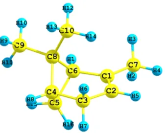 Figure 4.6 – La structure ab initio de l’α-pinène calculée au niveau MP2/6-311++G(d,p).