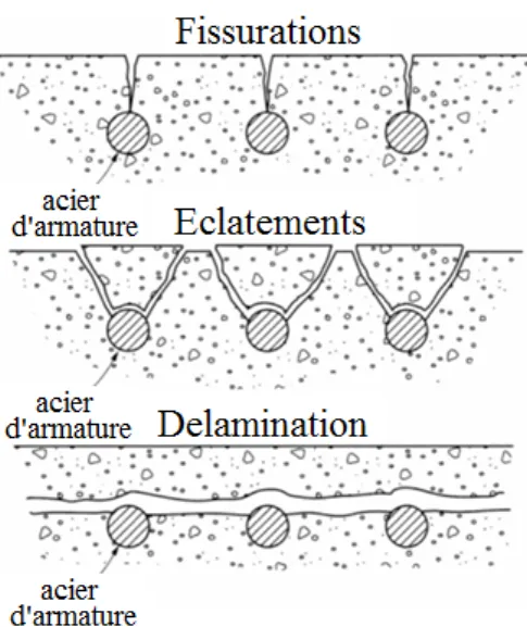 Figure 14.Types de fissures développées lors de la corrosion des aciers [68] 