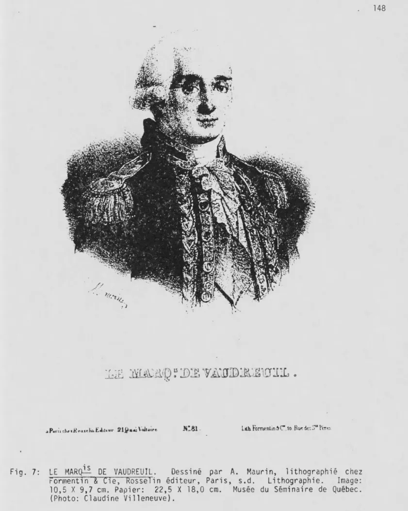 Fig. 7: LE MARQ^- DE VAUDREUIL. Dessiné par A. Maurin, lithographié chez  Fermentin&#34;&amp; Cie, Rosselin éditeur, Paris, s.d
