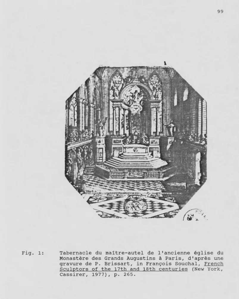 Fig. 1: Tabernacle du maître-autel de 11 ancienne église du  Monastère des Grands Augustins à Paris, d'après une  gravure de P