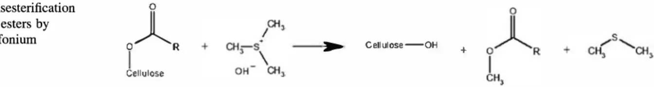 Fig.  1  Transesterification  of cellulose esters by  trimethylsulfonium 