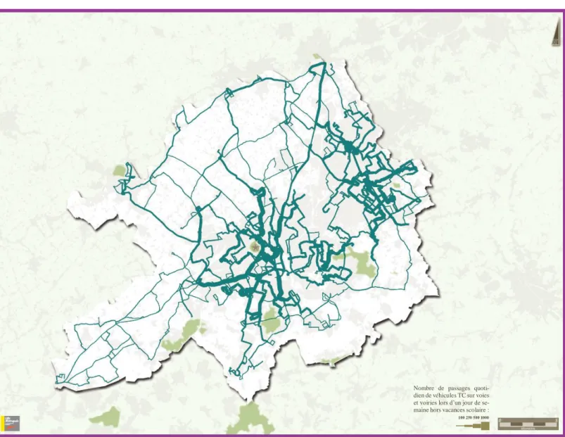 Figure 2-5 Le réseau de Bus dans la métropole lilloise. Date de mise à jour : 2010, Source : Transpole 