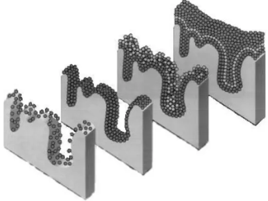 Figure 6 : Représentation de l’adsorption de molécules de gaz à la surface d’un solide