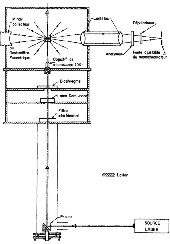 Fig. 1: Schéma du système d'illumination du Raman â  source laser.