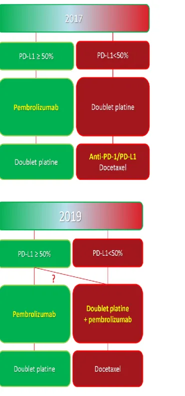 Figure 3 : évolution rapide des recommandations de l'immunothérapie 