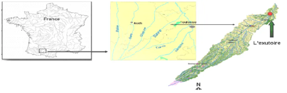 Figure 1.  Situation du bassin versant de la Save en Gascogne