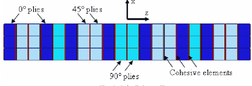 Fig. 6. Détail du maillage  3.2  Dommage dans les plis 