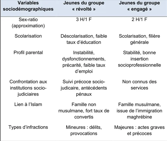Tableau 2. Caractéristiques sociodémographiques de la population mineure. 