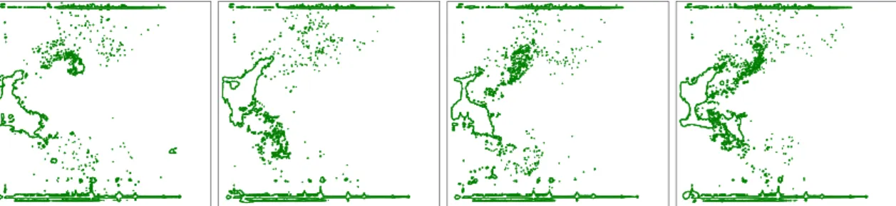 Fig. 1.6: Images extraites de la thèse de Garc´ia-Rosa (2008), montrant plusieurs visualisation du brouillard par tomographie laser à basse cadence (10 Hz).