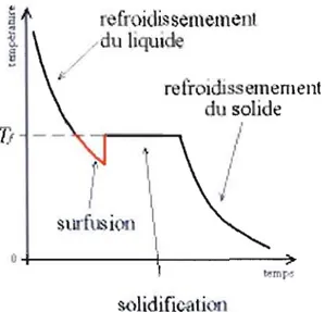 Figure 2.6 Graphique démontrant  le  pic de  surfusion (Wikipedia).  Tf:  température de  fusion  d'équilibre 