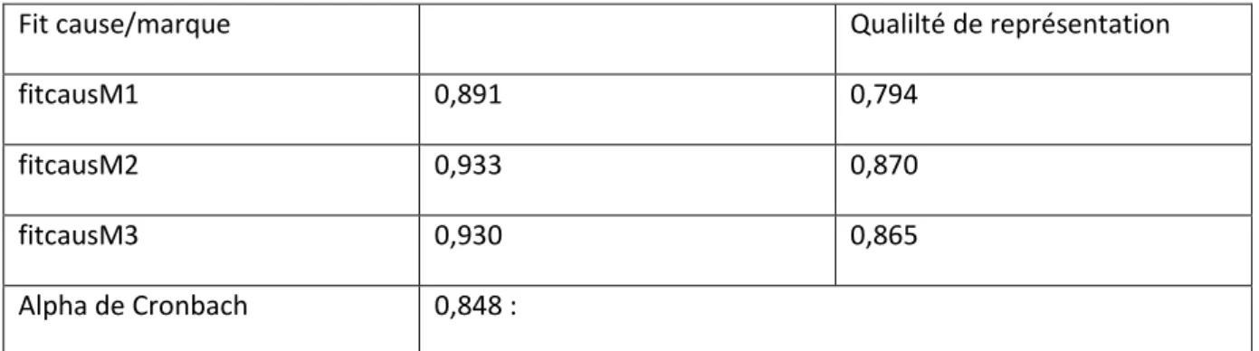 Tableau 36-  Matrice des composantes du Fit Cause/ marques 