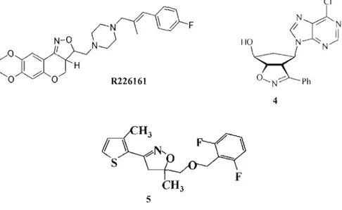 Figure 1.3  Exemples de dérivés 2-isoxazolines possédant diverses bio-activités. 