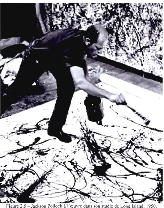 Figure 2.5  - Jackson  Pollock  à  J'œuvre dans  son studio de  Long Island,  J950. 