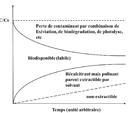 Figure 5: Diagramme conceptuel des formes possibles de POP dans le sol (Source: Jones and  De Voogt, 1999) 