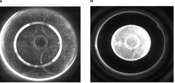 Figure 2-15  Image de particules obtenue en TRPIV.  a,  au RFA;  b,  au PMH 