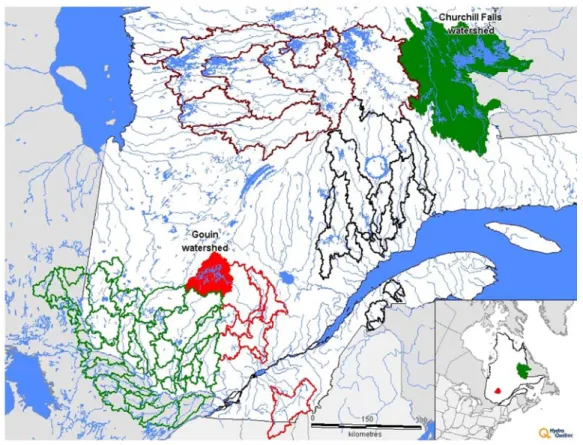 Figure 7. Location of major watersheds in the province of Quebec.