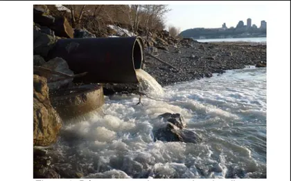 Figure 1. Déversement des eaux de ruissellement   dans le fleuve St-Laurent à Lévis, sur la rive sud de Québec