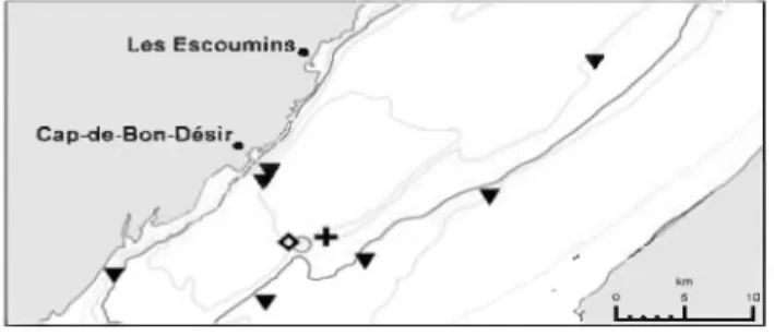 Fig.  6 illustrates results obtained from the isodiachronic  Monte-Carlo method.  Each constellation was obtained from  4000  different  estimates  of source  location  from  a varying  set  of  input  values  for  receiver  location,  sound  speed  and  T