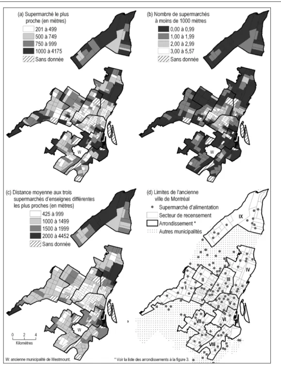 Figure 4 : Distribution spatiale des mesures d’accessibilité  