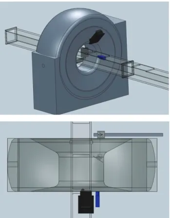 Fig. 1. Top: A rectangular flume (0.30 m x 0.30 m x 7.0 m) was inserted into  a medical X-ray CT scanner (Siemens, Somatom Definition AS+ 128)