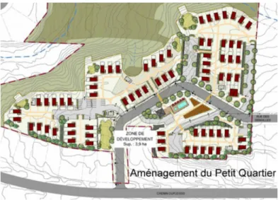 Figure 3.1 Plan d’aménagement du Petit Quartier à Sherbrooke (Tirée de : Chatard, 2017) 