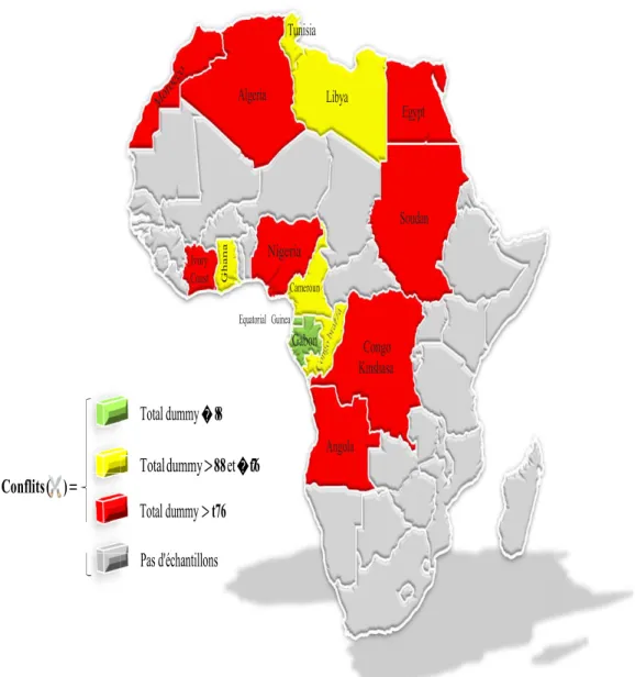 Figure 1: Carte d’Afrique sur les conflits. 