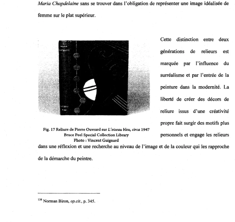 Fig. 17 Reliure de Pierre Ouvrard sur L'oiseau bleu, circa 1947 