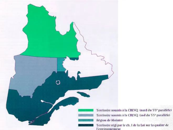 Figure 5.1 : Régimes de protection de l'environnement au Québec  (Tirée de Gouvernement du Québec, 2002) 