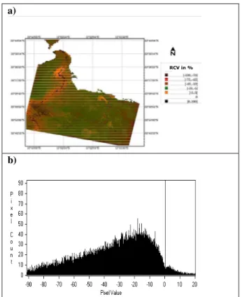 Fig. 5: Change rate in InSAR DEMs variance (VCR) for  the interferogram pair April 6 th  - May 11 th , 1999: a) 