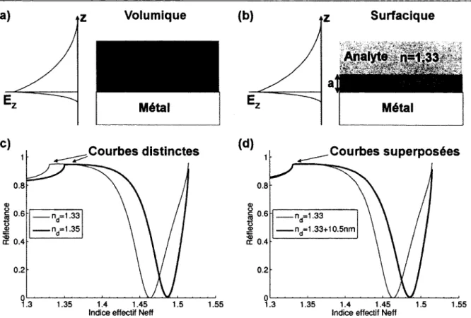 Figure  2.14  :  (a)  L ’analyte  volumique  est  une  variation  d ’intensité  sur  tout  le  volume  du  champ évanescent