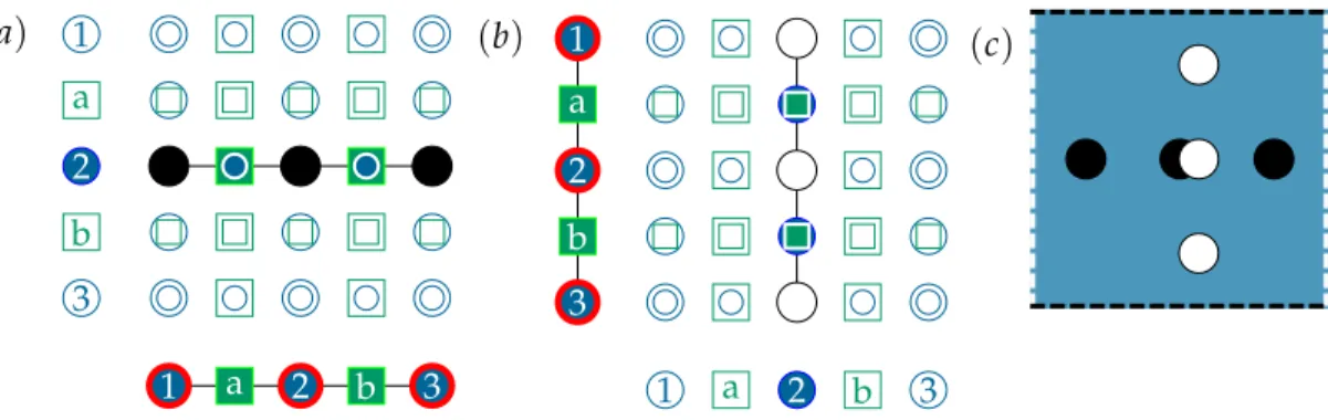 Figure 3.4 Logical operators of the surface code. (a) shows how the logical Z operator emerges from the codeword of C 2 