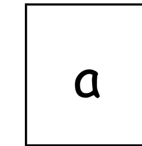 Figure 3. Exemples de cartes présentées aux enfants dans l’épreuve de dénomination  des lettres majuscules et des lettres minuscules scriptes