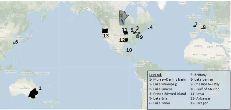 Figure 4: Overview location of case studies, drawn with GoogleMyMaps TM