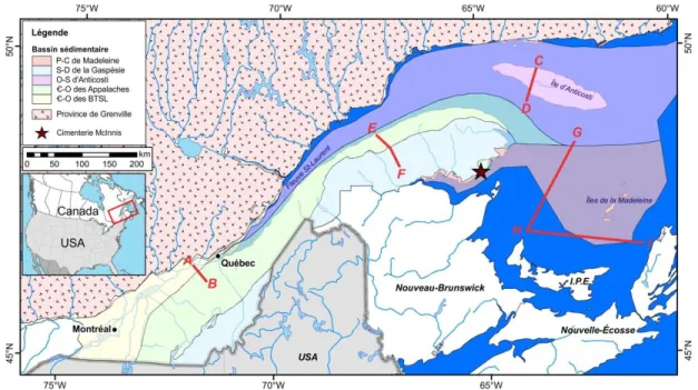 Figure  2  –  Bassins  sédimentaires  du  sud  du  Québec.  BTSL :  Basses-Terres  du  Saint-Laurent