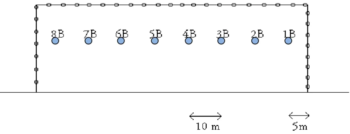 Figure 3.2 Échantillonnage linéaire pour une plage linéaire de profondeur inférieure à 1,2 mètre       (tirée de : MDDEFP, 2012, p