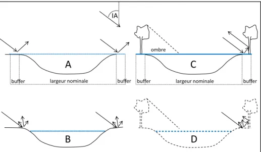 Figure 11 : Quelques exemples du comportement de la rétrodiffusion en fonction du niveau d’inondation et le  type de végétation sur les berges