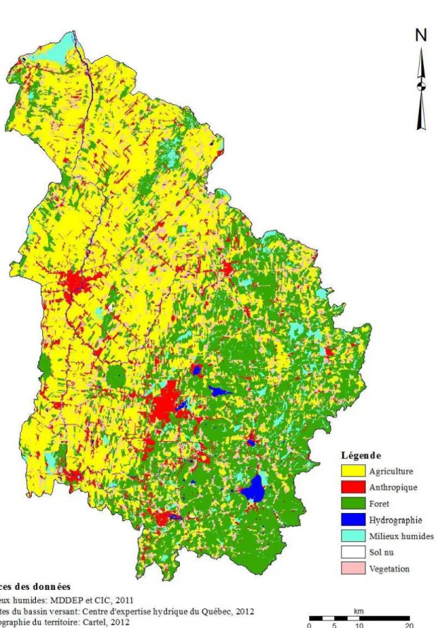 Figure 3: Cartographie 2011 du BV de la rivière Yamaska Sources  des  données 