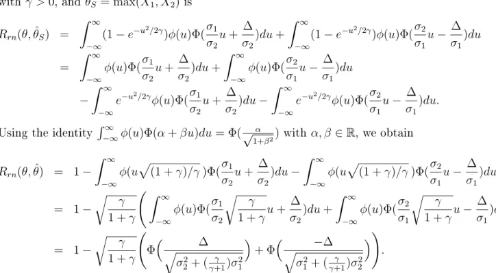 Figure 3.2 illustrates the Hellinger risk function for the case with equal variances. For equal variances, the Hellinger risk of q θ ˆ