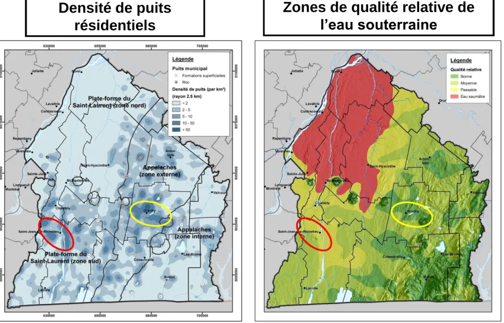 Figure A3. Indicateurs de la qualité naturelle de l’eau souterraine en relation avec l’usage résidentiel