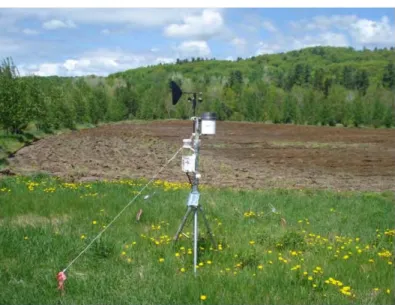 Figure 9. The weather station used at the experimental alley cropping site at St. Paulin, Quebec in 2011 and 2012  (picture taken on 23/05/2012)