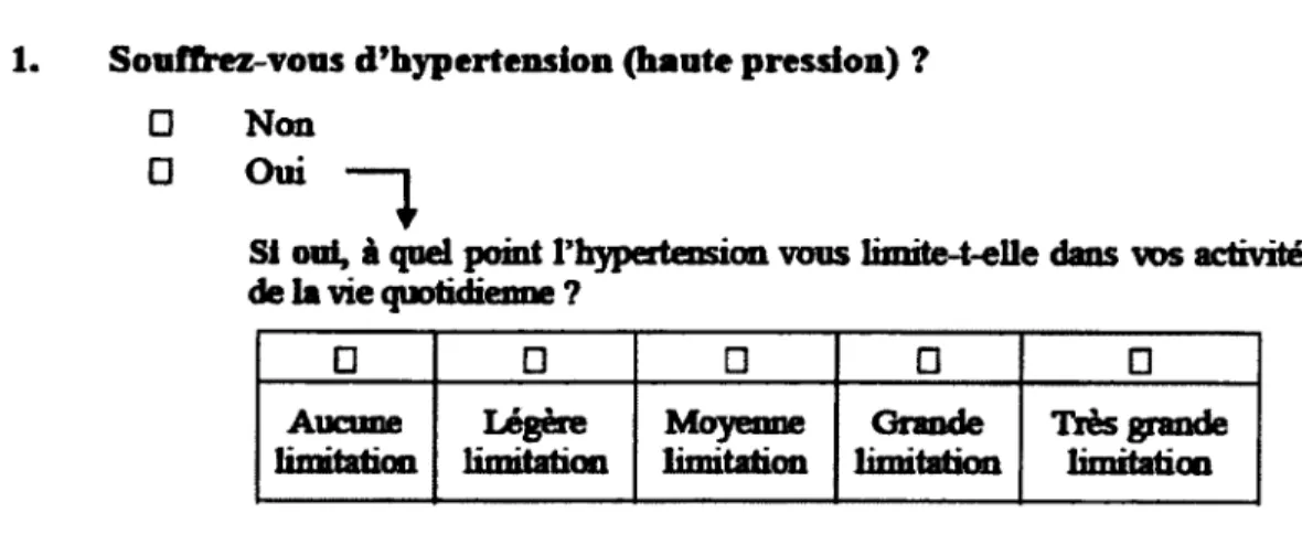 Figure 4: Exemple de question de l'instrument de mesure