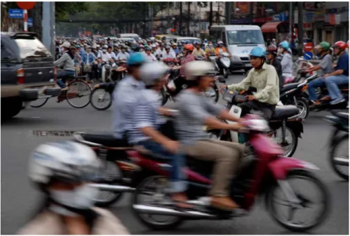 Figure 5.1 Hanoi’s streets look like a continuous stream of motorcycles. 