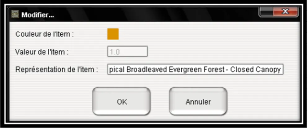 Figure 10 - Boite de dialogue permettant la modification de la légende 