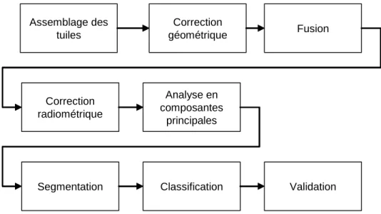Figure 5 : Procédure de traitement de l’image QuickBird  