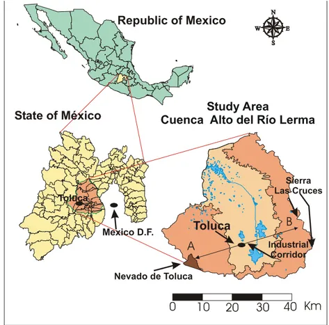 Figure 1 : La vallée de Toluca, située dans l’Estado de Mexico, au Mexique 