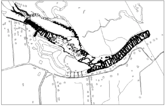 Figure 3 : Distribution des points de mesure topographiques lors de la   campagne de 2003 par Pagé et Leclair, Géolocation 