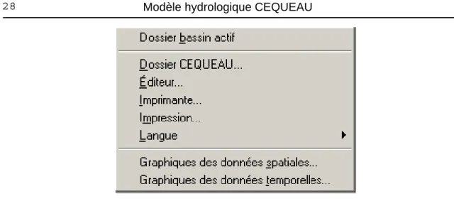 Figure 1.10 La boîte de dialogue du choix des préférences de CEQUEAU