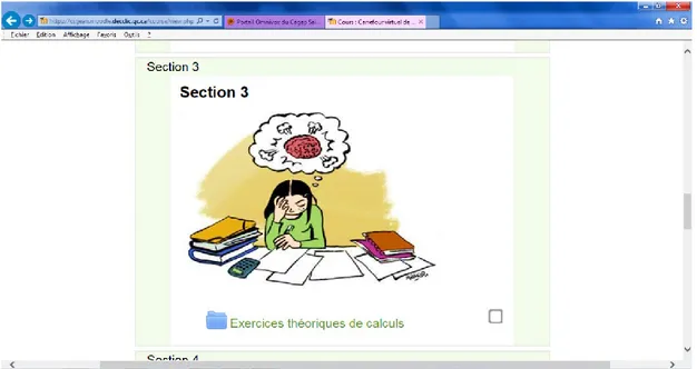 Figure 8 Page-écran présentant la section 3, exercices théoriques de calculs 