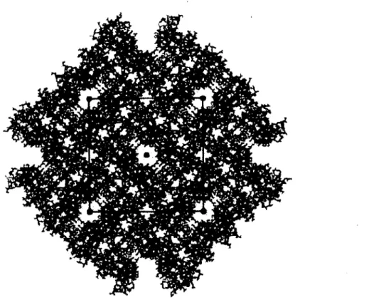 Figure 0-3 Structure d'un crista! de lysozymes (Cohen-Hadar et a!., 2006). Les points rouges indiqueiit des canaun  formes lors de la cristallisation des lysozymes